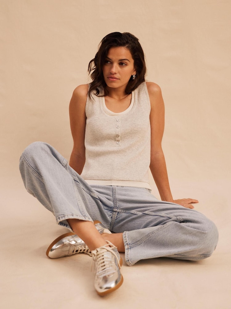 Mint Velvet Grey Ribbed Knit Vest Top - Image 2 of 7 Mint Velvet Grey Ribbed Knit Vest Top - Image 2 of 7