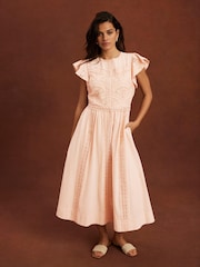 Mint Velvet Nude Crochet Cotton Midi Dress - Image 3 of 7