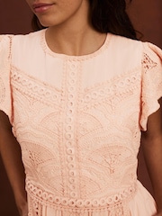 Mint Velvet Nude Crochet Cotton Midi Dress - Image 4 of 7