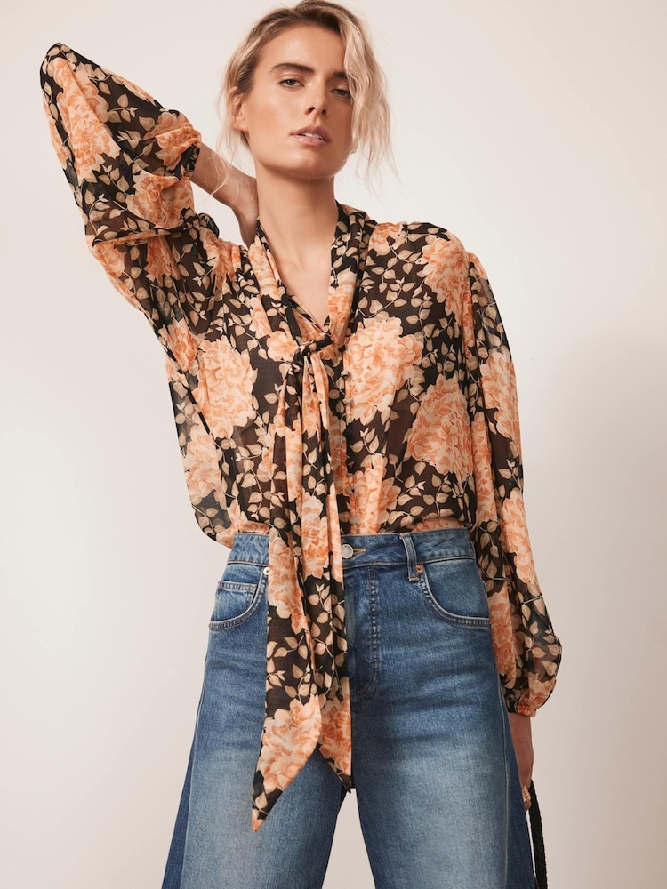 Mint Velvet Orange Floral Print Blouse - Image 2 of 8