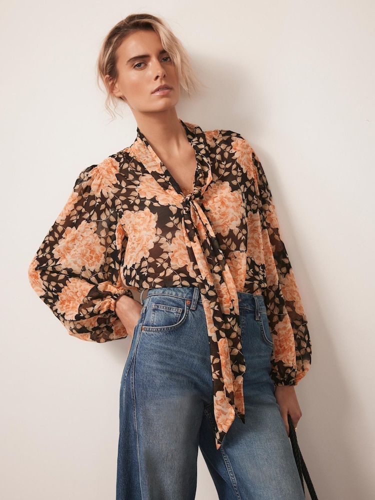Mint Velvet Orange Floral Print Blouse - Image 5 of 8