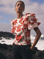 Mint Velvet Red Floral Print Top - Image 1 of 8