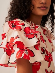 Mint Velvet Red Floral Print Top - Image 3 of 8