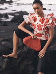 Mint Velvet Red Floral Print Top - Image 6 of 8