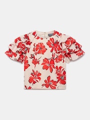 Mint Velvet Red Floral Print Top - Image 7 of 8