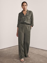 Mint Velvet Green Striped Wide Trousers - Image 1 of 8