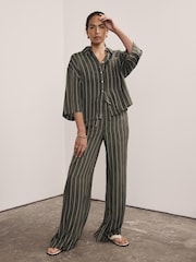 Mint Velvet Green Striped Wide Trousers - Image 5 of 8