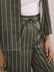Mint Velvet Green Striped Wide Trousers - Image 6 of 8