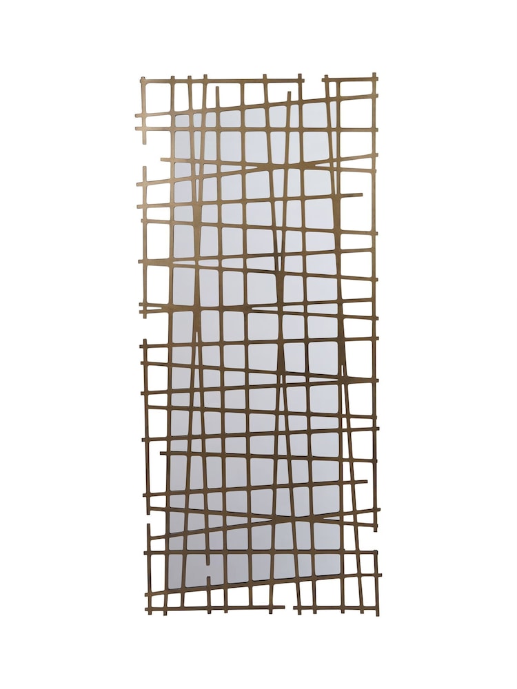 Libra Interiors Gold Lattice Wall Decor Mirror Brass Finish - Image 2 of 6