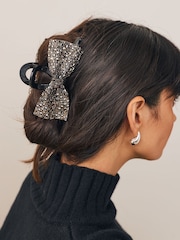 Silver Tone Bow Sparkle Claw Clip - Image 3 of 7