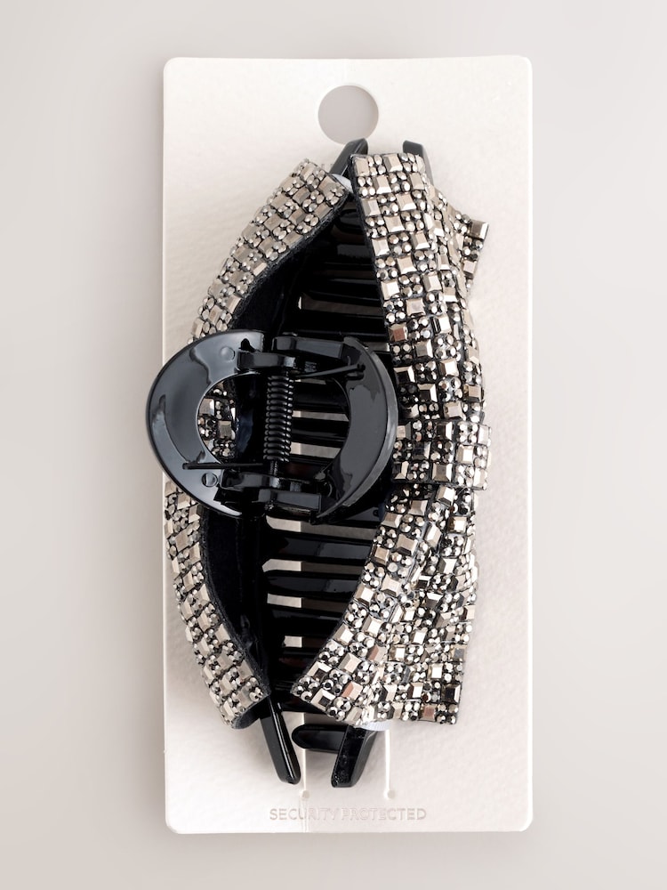 Silver Tone Bow Sparkle Claw Clip - Image 7 of 7