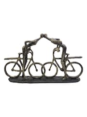 Libra Interiors Bronze Smooching Cyclist Sculpture - Image 2 of 5