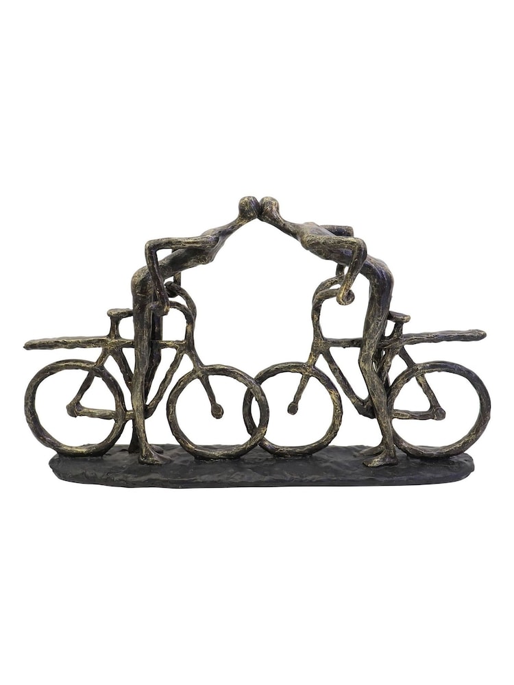 Libra Interiors Bronze Smooching Cyclist Sculpture - Image 2 of 5