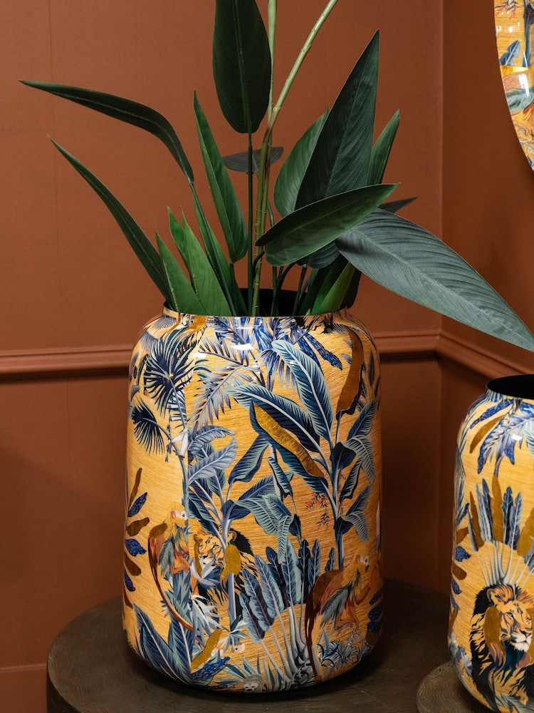 Libra Interiors Gold Blue Large Jungle Vase - Image 1 of 6