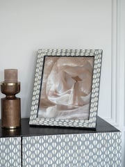 Libra Interiors Grey White Burgess Inlay Photo Frame 11x14 - Image 1 of 6