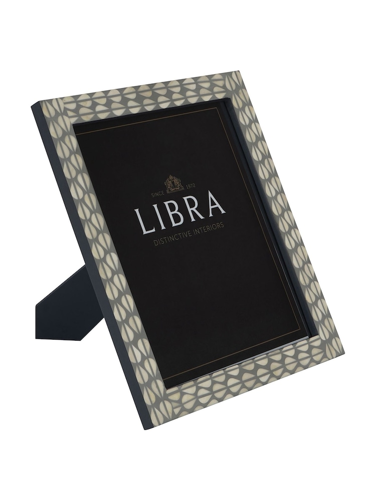 Libra Interiors Grey White Burgess Inlay Photo Frame 11x14 - Image 2 of 6