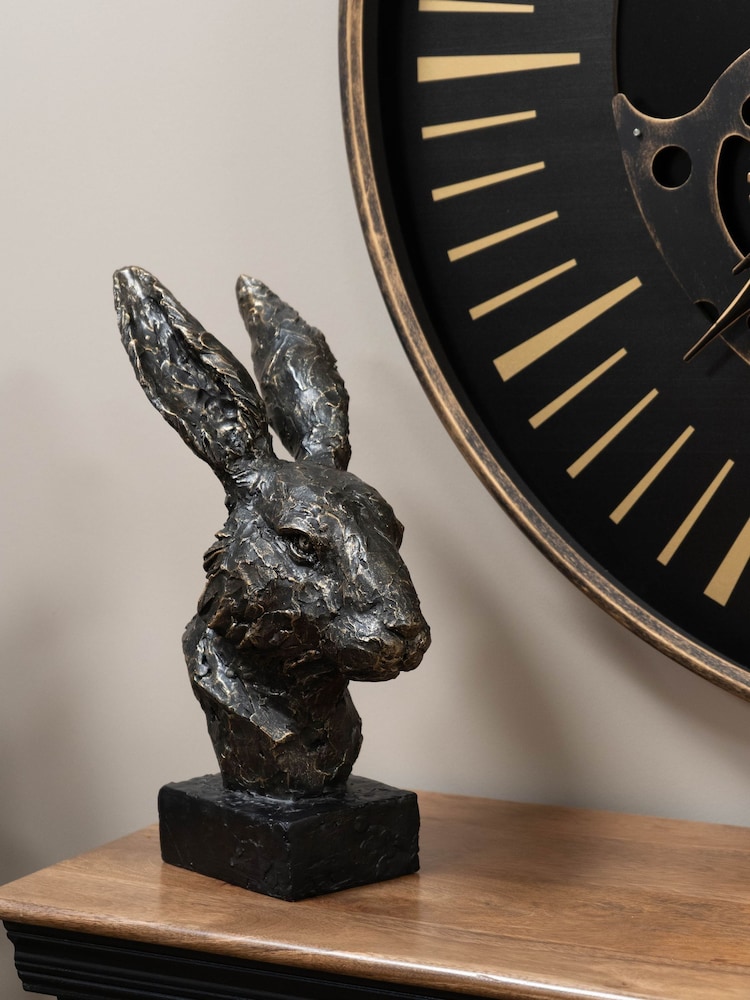 Libra Interiors Bronze Albert Rabbit Head Sculpture - Image 1 of 6