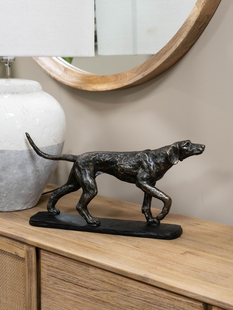 Libra Interiors Bronze Hunter Dog Sculpture - Image 1 of 6