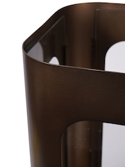 Libra Interiors Smoked Gold Clear Glass Thorpe Metal and Glass Hurricane - Image 6 of 6