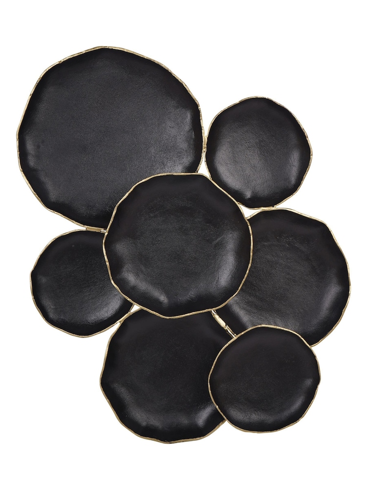 Libra Interiors Black Gold Arlow 7 Disc Black Metal Wall Art - Image 2 of 5