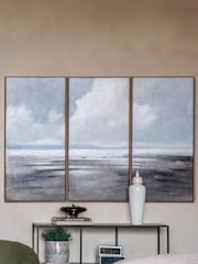 Libra Interiors Set of 3 Blue Grey Hazy Horizons Framed Wall Art - Image 1 of 5
