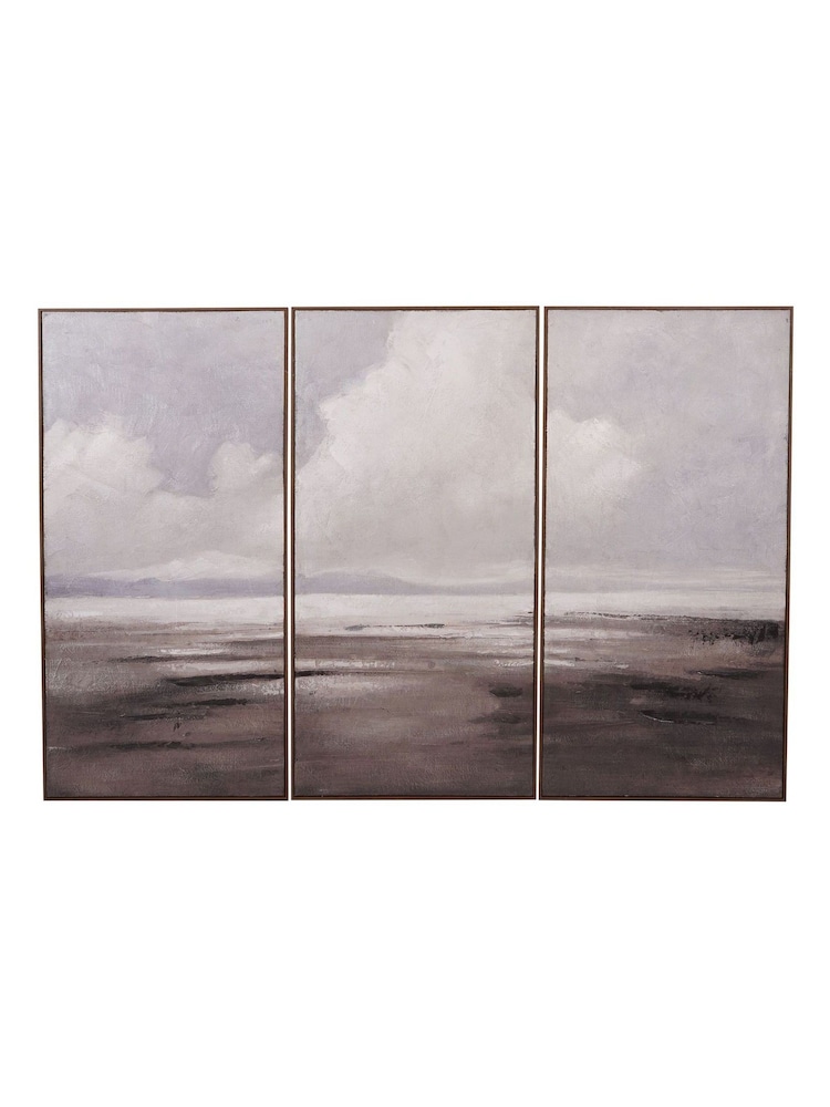Libra Interiors Set of 3 Blue Grey Hazy Horizons Framed Wall Art - Image 2 of 5