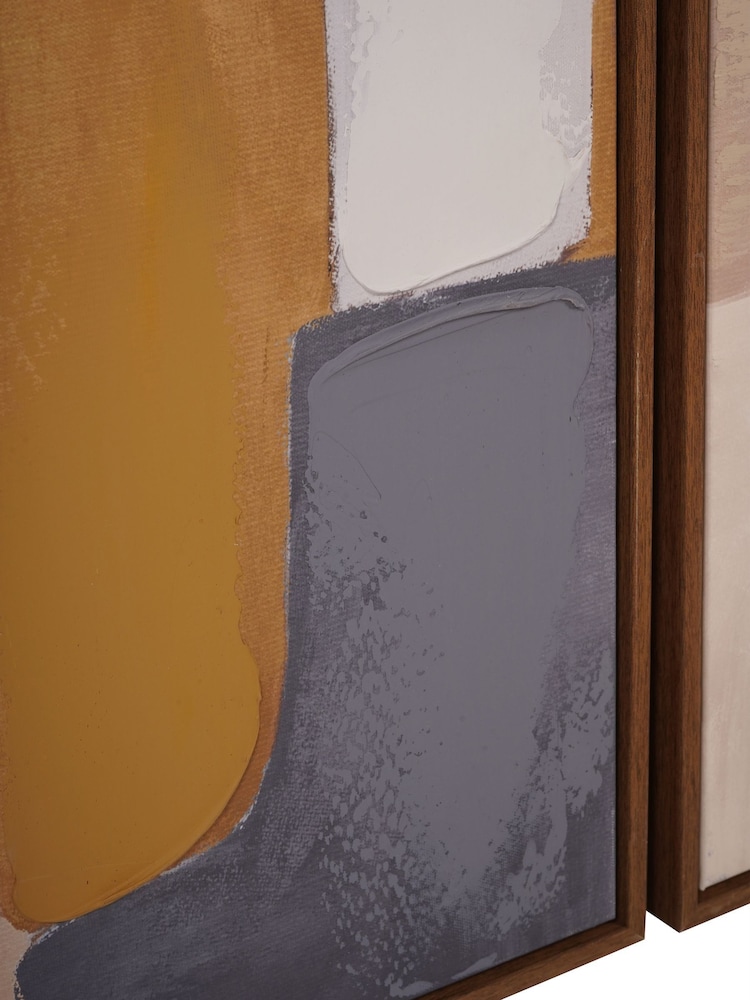 Libra Interiors Set of 2 Brown Ochre Natural Modern Abstract Wall Art - Image 5 of 5