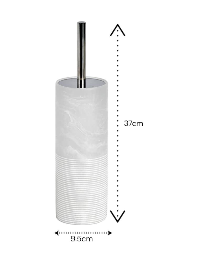 Showerdrape Frost Onyx White Bianco Striped Toilet Brush & Holder - Image 2 of 3