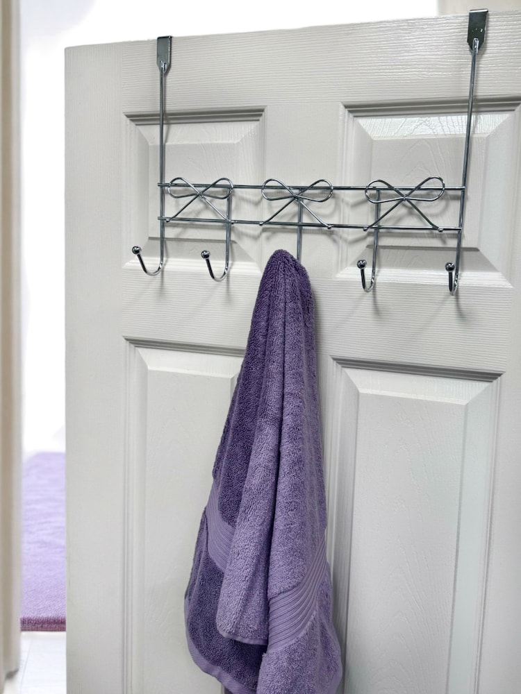 Showerdrape Set of 2 Chrome Bows Over Door Storage Hooks - Image 1 of 5