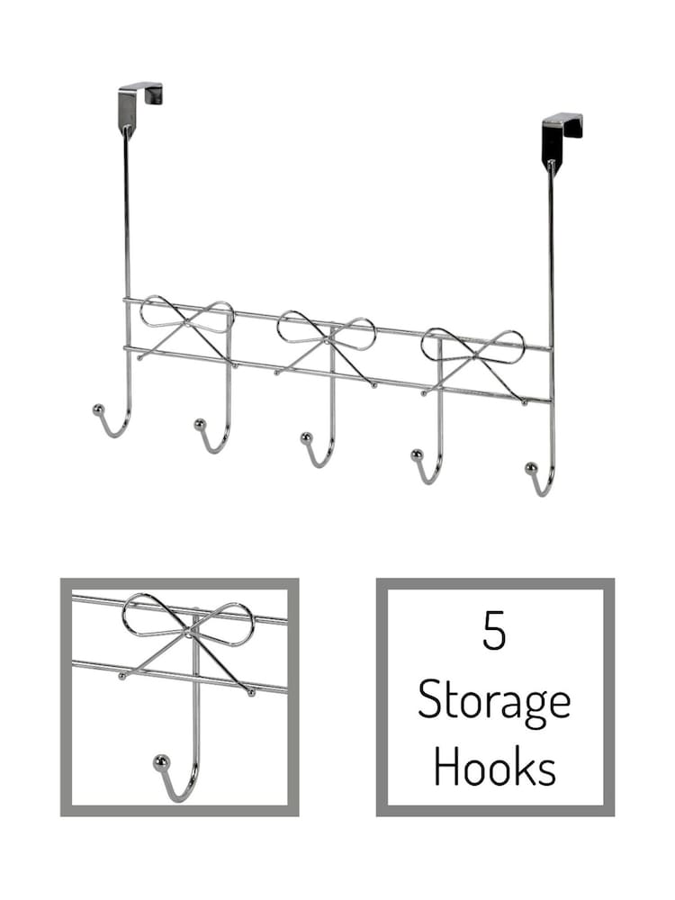 Showerdrape Set of 2 Chrome Bows Over Door Storage Hooks - Image 2 of 5