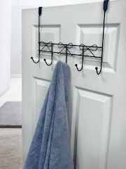 Showerdrape Set of 2 Black Bows Over Door Storage Hooks - Image 1 of 5