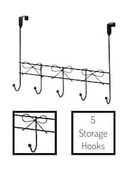 Showerdrape Set of 2 Black Bows Over Door Storage Hooks - Image 2 of 5