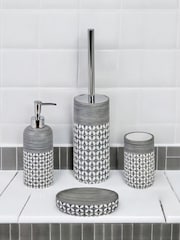 Showerdrape 4 Piece Grey Ravello Geo Floral Bathroom Accessory Set - Image 1 of 6