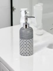 Showerdrape 4 Piece Grey Ravello Geo Floral Bathroom Accessory Set - Image 3 of 6
