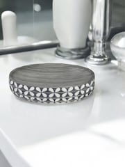 Showerdrape 4 Piece Grey Ravello Geo Floral Bathroom Accessory Set - Image 5 of 6