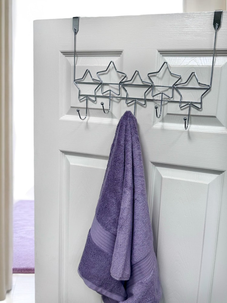 Showerdrape Set of 2 Chrome Stars Over Door Storage Hooks - Image 1 of 5