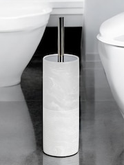 Showerdrape 5 Piece Frost Onyx White Bianco Striped Bathroom Accessories Set - Image 2 of 6