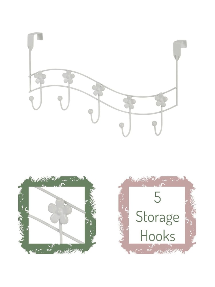 Showerdrape Set of 2 Flowers Over Door Storage Hooks - Imagem 2 de 4