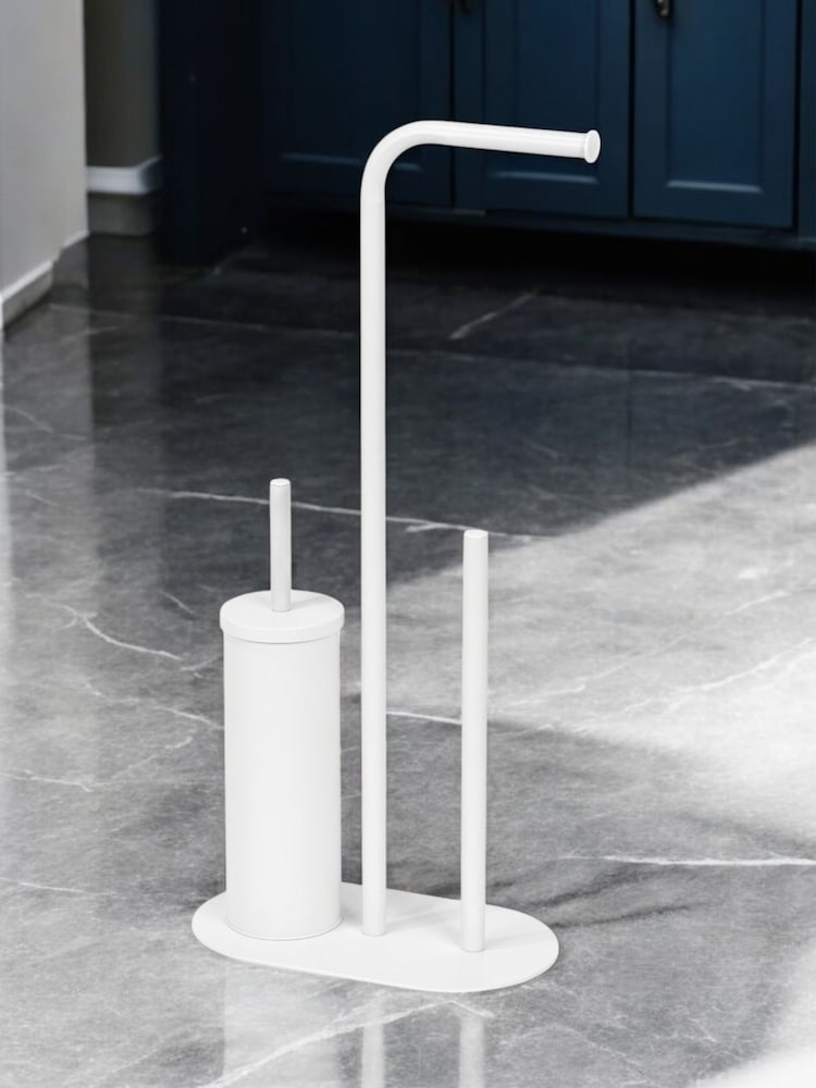Showerdrape White Aspen 3 in 1 Toilet Roll & Brush Combo - Image 1 of 2