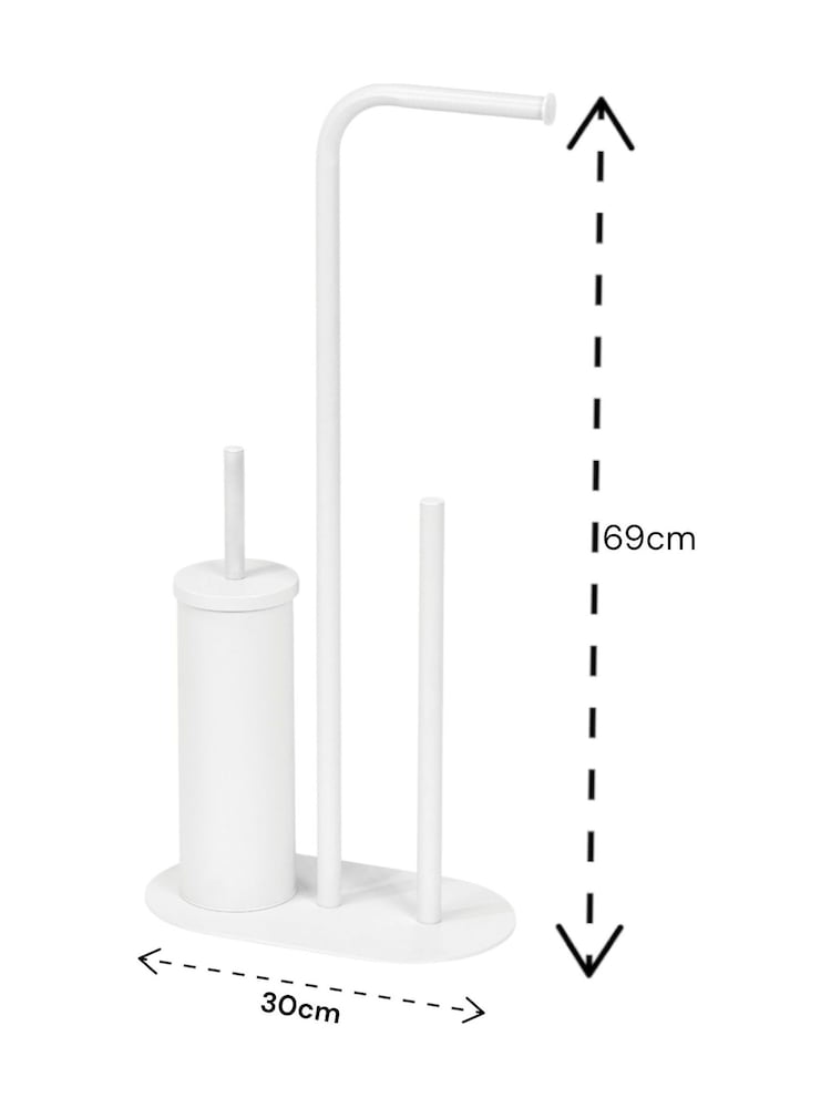 Showerdrape White Aspen 3 in 1 Toilet Roll & Brush Combo - Image 2 of 2