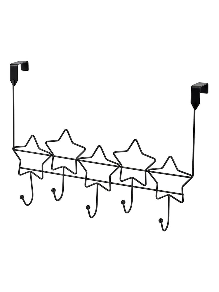 Showerdrape Set of 2 Black Stars Over Door Storage Hooks - Image 1 of 4