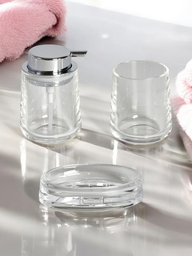 Showerdrape 3 Piece Clear Clarion Clear Acrylic Bathroom Set - Image 1 of 4