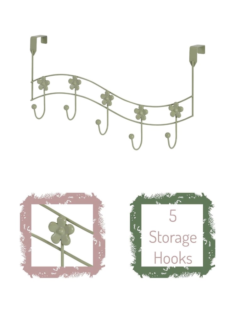 Showerdrape Set of 2 Flowers Over Door Storage Hooks - Imagem 2 de 4