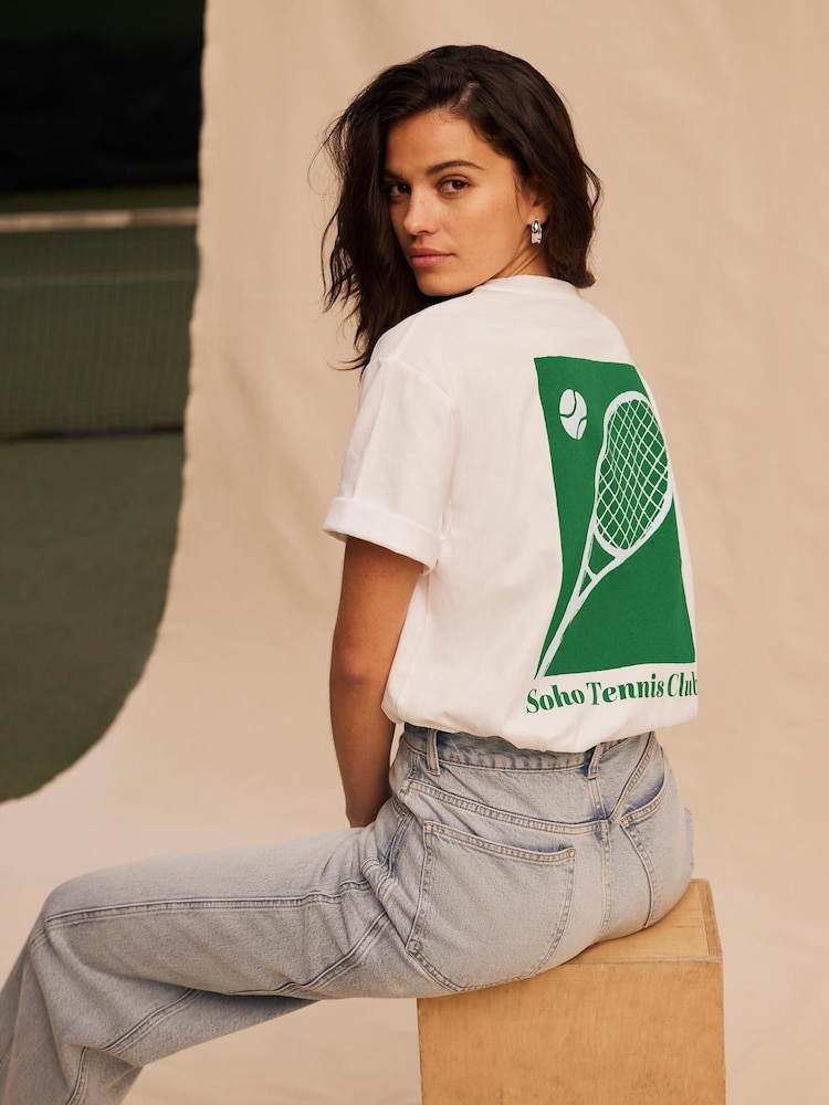 Mint Velvet Green Tennis Graphic T-Shirt - Image 2 of 8