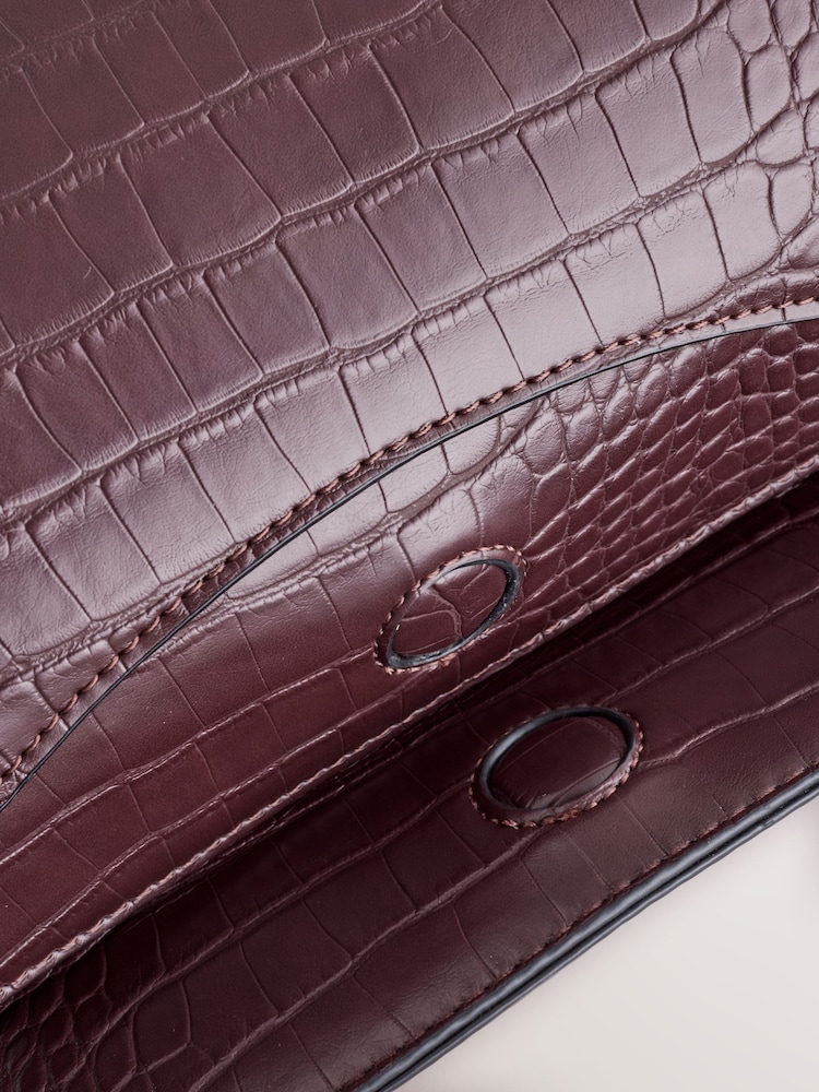 Burgundy Red Croc Effect Cross-Body Bag - Image 5 of 5