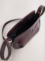 Burgundy Red Croc Effect Cross-Body Bag - Image 7 of 9