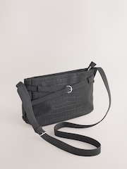 Black Mini Suede Croc Cross-Body Bag - Image 1 of 6