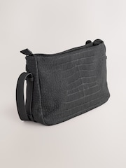 Black Mini Suede Croc Cross-Body Bag - Image 2 of 6