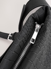 Black Mini Suede Croc Cross-Body Bag - Image 3 of 6