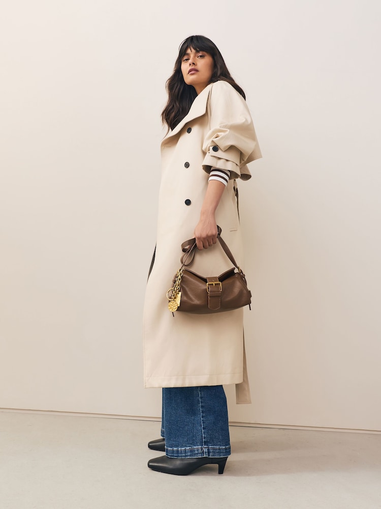 Tan Brown Charm Cross-Body Buckle Bag - Image 2 of 8 Tan Brown Charm Cross-Body Buckle Bag - Image 2 of 8